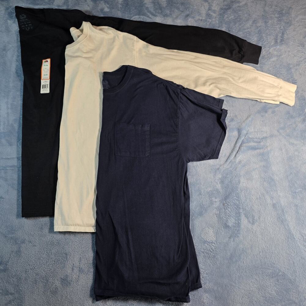 Lot 3 Fruit of the Loom Men XL T-Shirts 2 Long Sleeve 1 Long Sleeve NWT